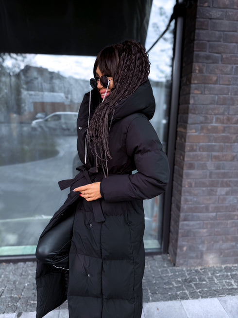BLACK long jacket with hood "BEST CHOICE" FC85